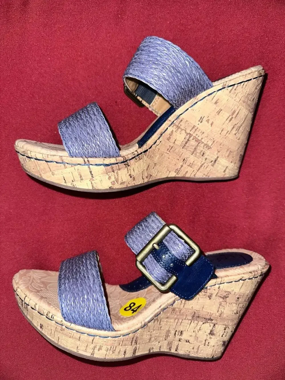 No.84 B.0.C Born Concept Purple Blue Weave Double Strap Wedge Sandals